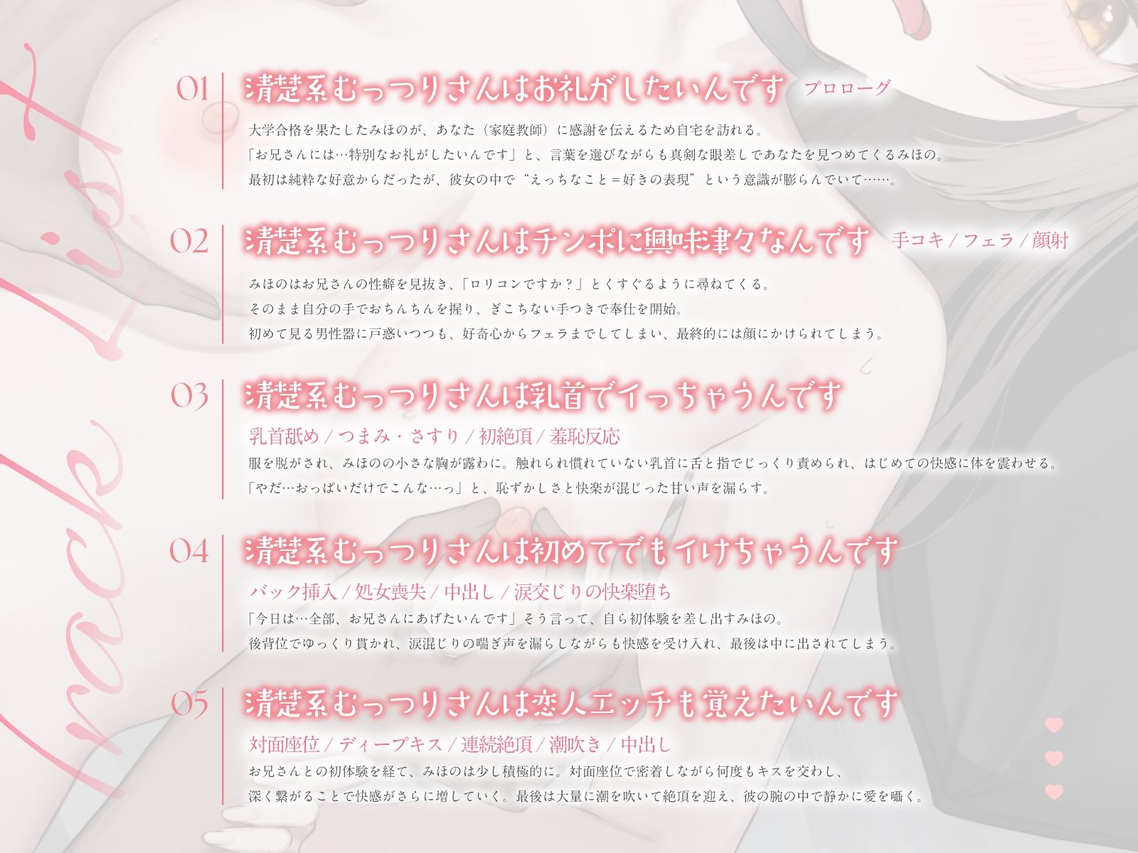 清楚系むっつり少女の卒業記念えっち〜家庭教師のお兄さん。最後に私の全部を覚えててください〜（KU100マイク収録作品） 画像3