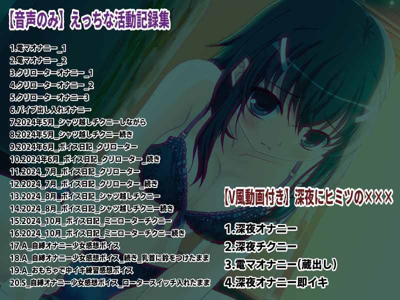 「少女が深夜にヒミツの×××」…他、えっちな活動記録集 〜声優さんの動きがわかる！バーチャルな動画付き〜【バイノーラル/実演音声】 エロ同人 d_651742 サンプル画像 1