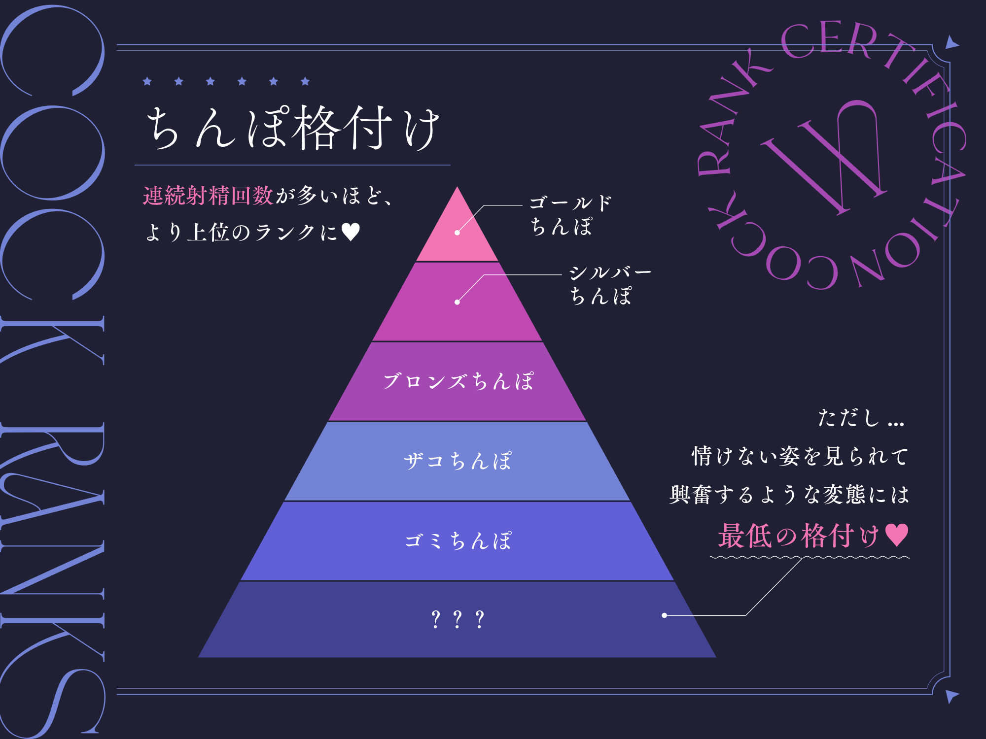 サンプル画像1:【ちんぽランク認定証付き】射精方法でランクが変わる！妖艶な美女検査官による『ちんぽ格付け』オナサポ(藤野もも) [d_656133]