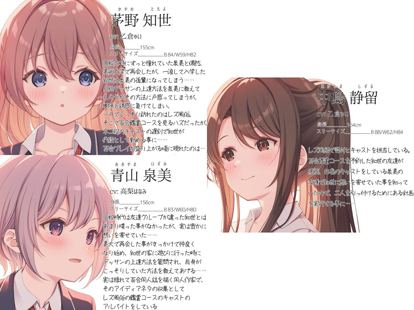 【TS百合】レズ風俗の百合鑑賞コースで同級生と初体験【KU100】 画像1