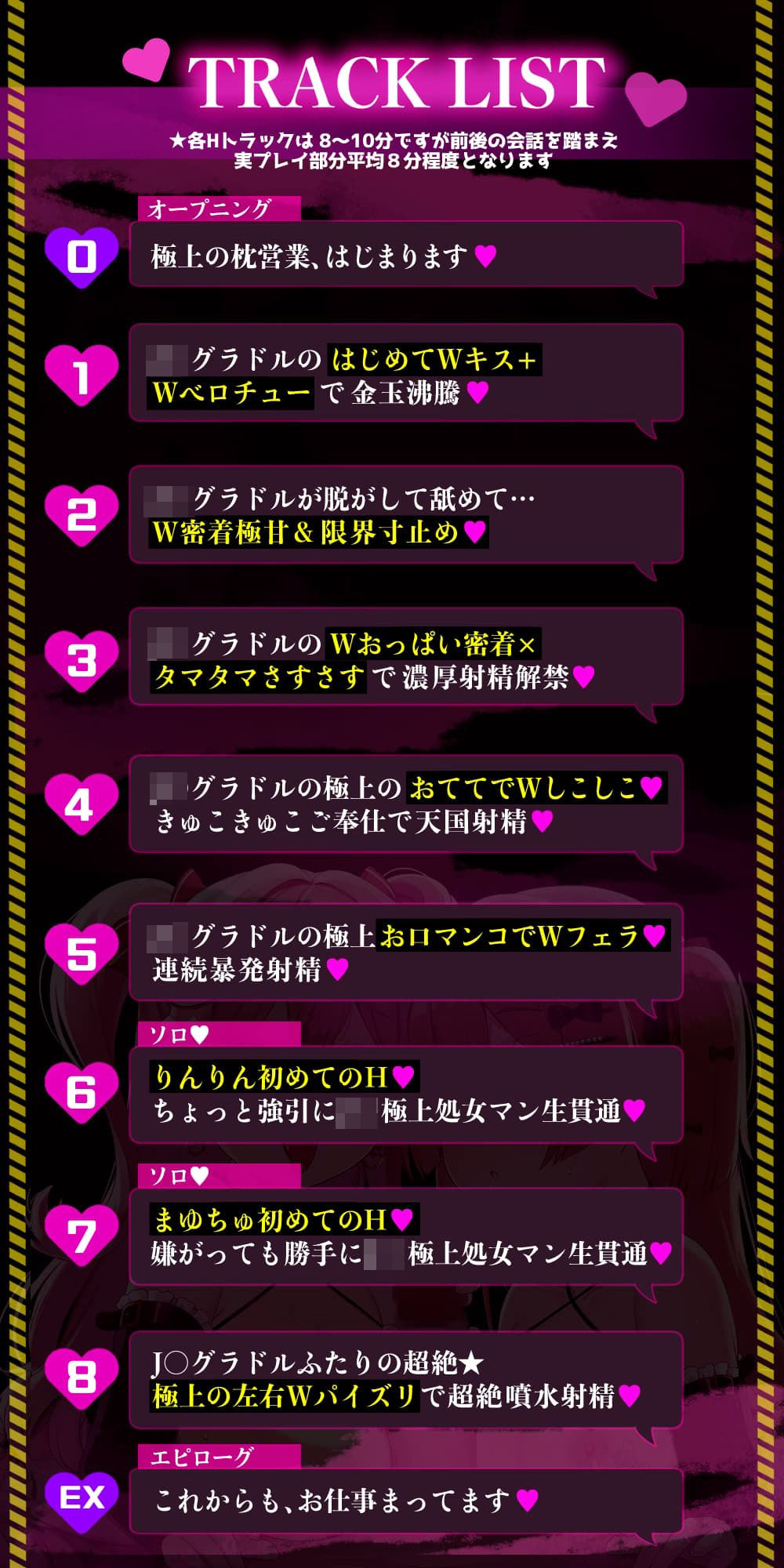 サンプル画像6:【W密着J〇×即ヌキオナサポ///♪】W極楽どっびゅどぴゅ！処女〇〇グラドル手・口・生マンコでドスケベ枕営業///「とにかく射精したい！」8分×8トラック(ありすほすぴたる) [d_665141]