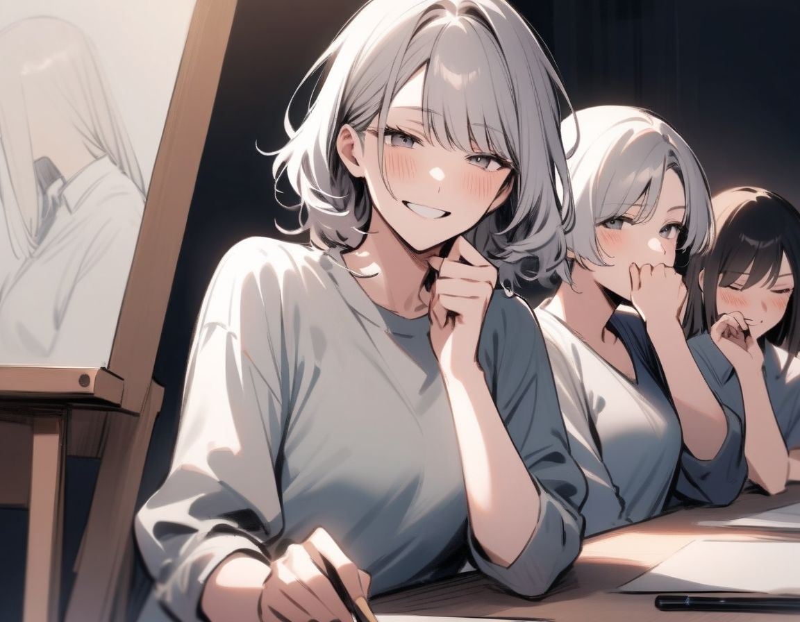 サンプル画像5:M男向けCFNMボイス  有栖川ありさのCFNM体験談  男性ヌードモデル編  【第3話】  恥ずかしい短小包茎を描かれちゃう童貞君。女子大生のお姉さん達の目の前でチンポが勃起してしまい…！(CFNM女学園) [d_675654]