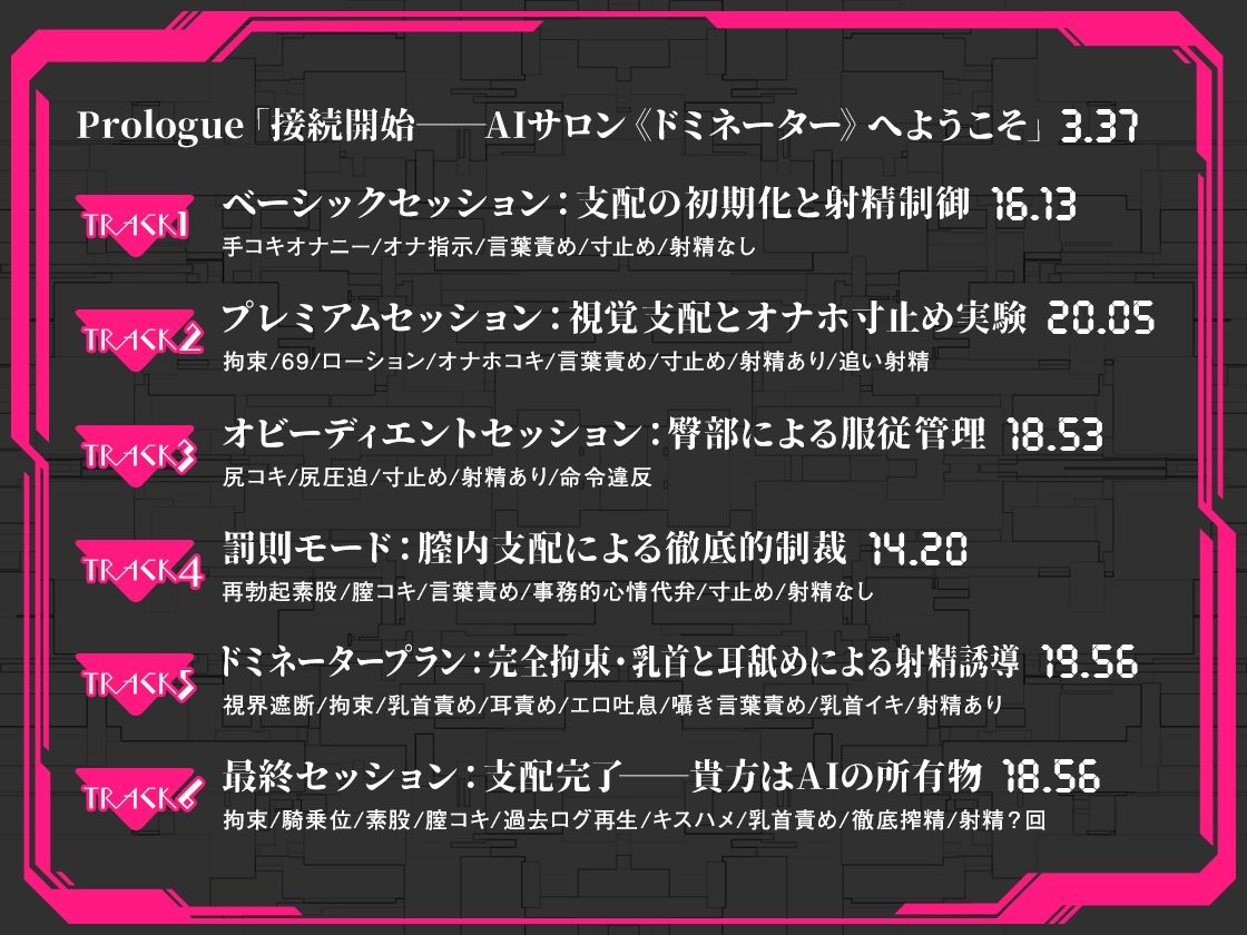 サンプル画像3:【事務的オナサポ】AI射精管理サロン【ドミネーター】 〜あなたの快感は、すべてプログラム通りに支配されます〜(三色だんご屋) [d_697587]