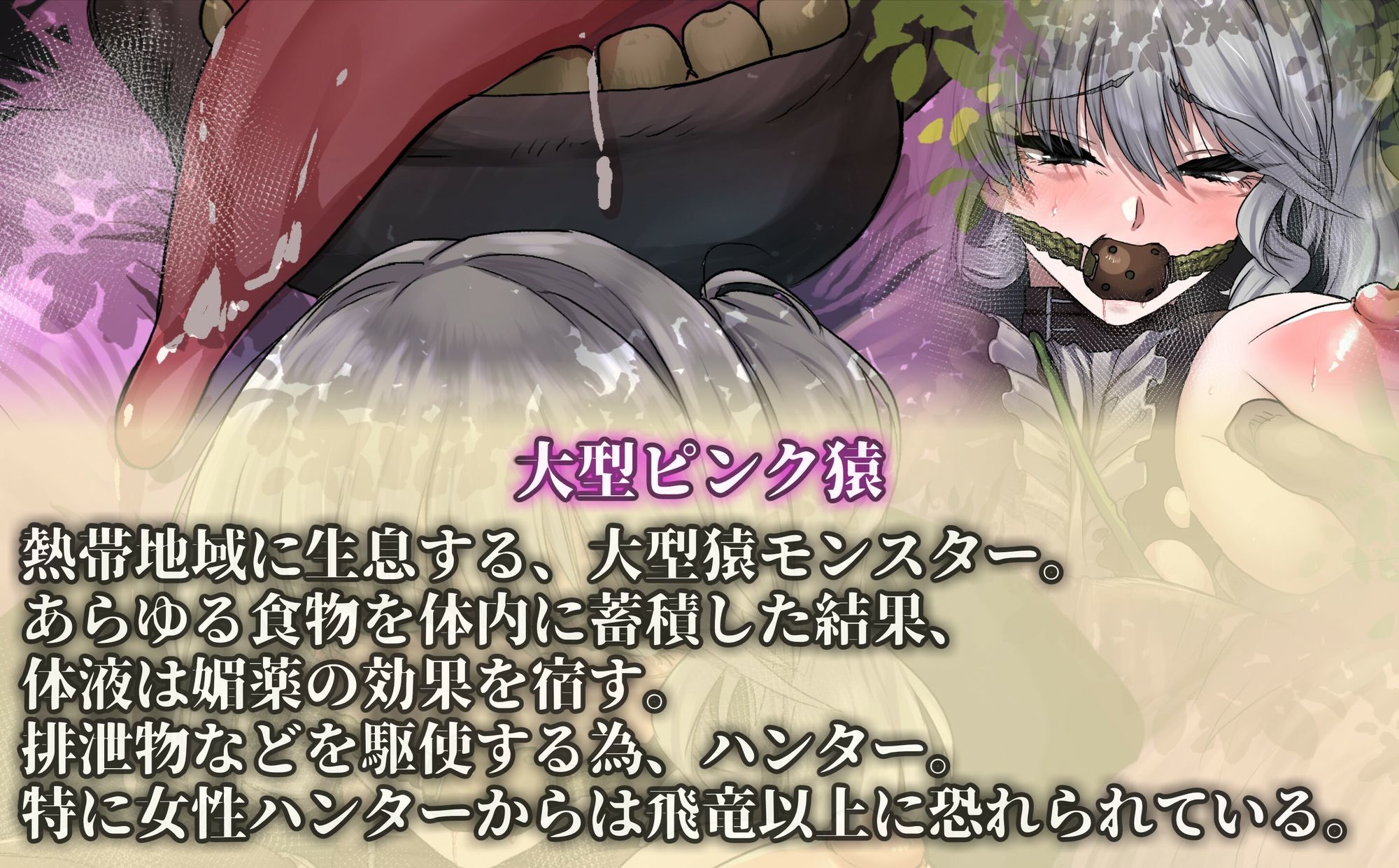 サンプル画像4:【モン姦ハンター】お嬢様ハンターが下品な猿モンスターにアナル調教されるお話(尻盛煩悩寺) [d_707164]