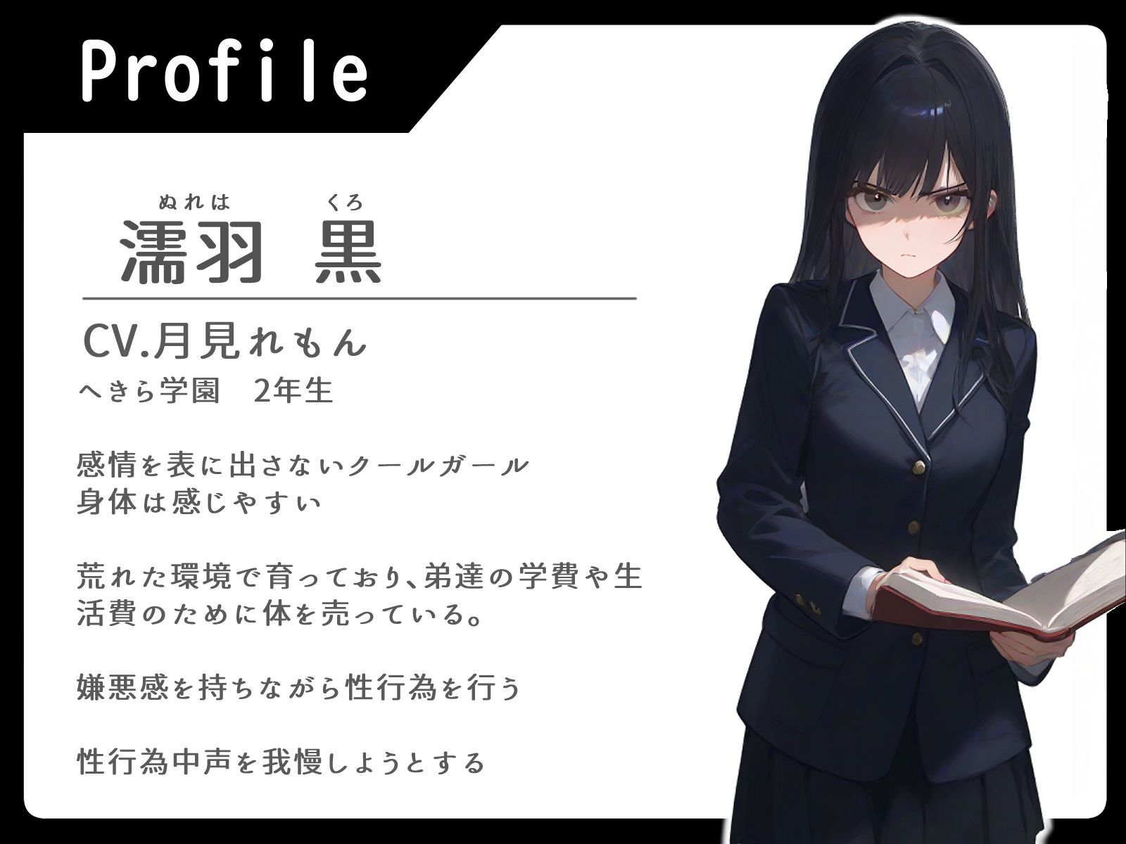 サンプル画像1:濡羽さんは春を売る デリヘル相手はクラスメイト！？編【嫌悪フェラ/無断中出し】(へきらぼ) [d_710785]