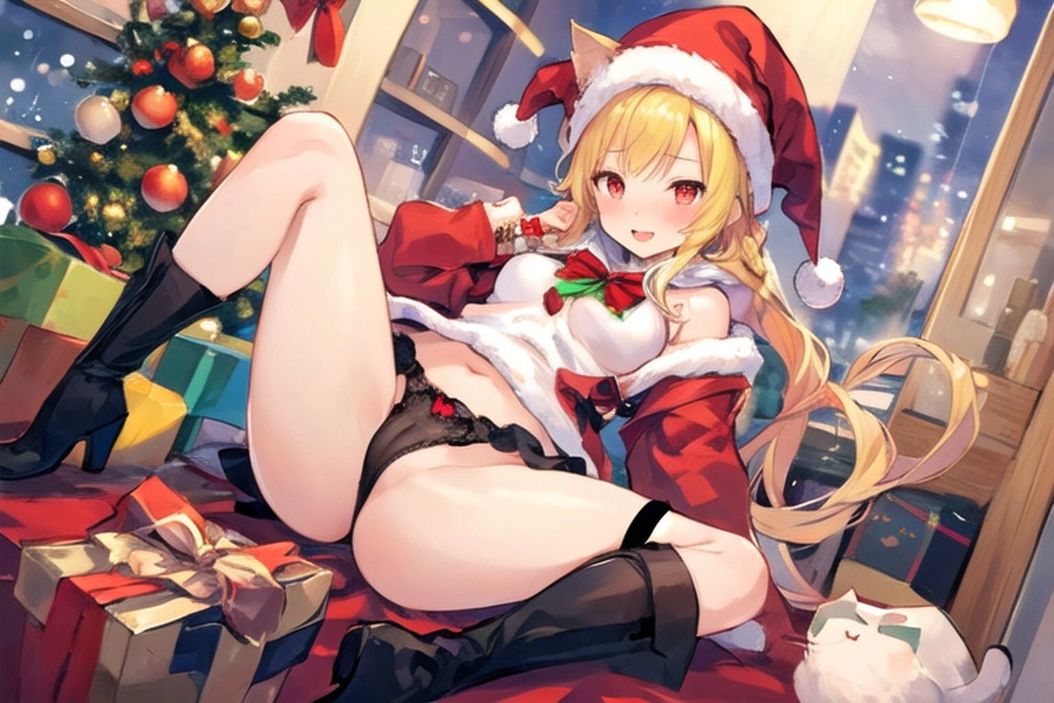 サンプル画像4:猫のサンタさんがプレゼントを持ってきた…のだが(ねむりんのーとちゃいむ) [d_713327]