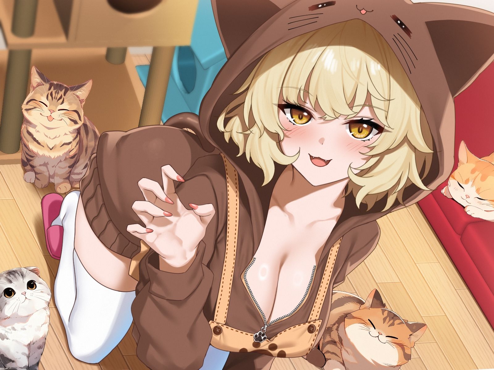 サンプル画像4:あざと可愛い猫カフェ店員のあまいちゃ中出しおねだり「おちんちんペロペロ気持ちいいかにゃ〜？（はーと）」(うこんちゃん☆かんぱにぃ) [d_715677]