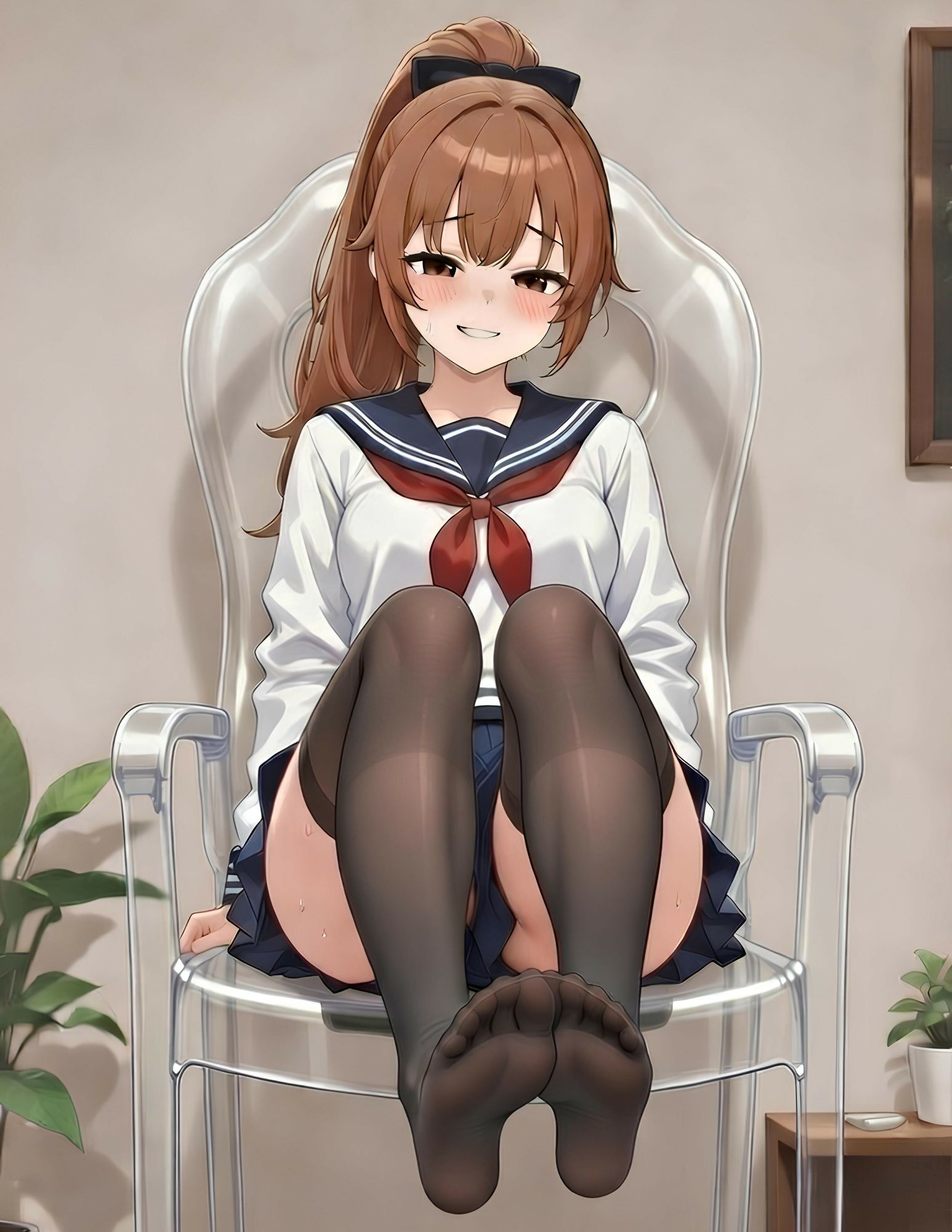 ニーソ足裏で乳首責めだけしてくれる現役JKリフレ 画像1