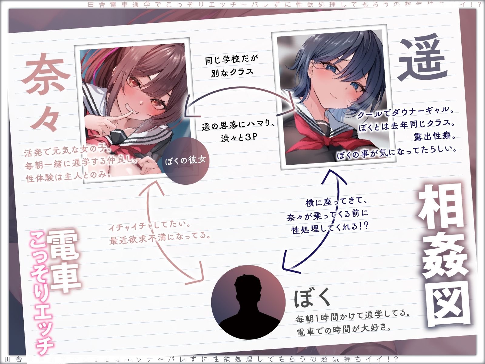 サンプル画像2:【露出×背徳】電車通学でこっそりエッチ〜バレずに性欲処理してもらうの超気持ちイイ！？【JKハメ比べ】vv(コロコエ) [d_721108]