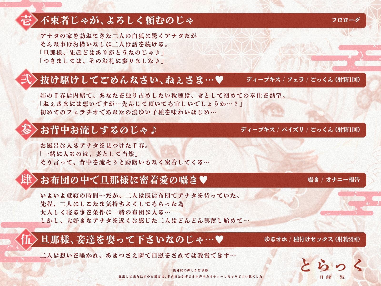 狐姉妹の押しかけ求婚〜恩返しに来たはずのW狐妻は、ボクをおかずにオホ声全力オナニーしちゃうどエロ狐でした〜【KU100収録】 画像3