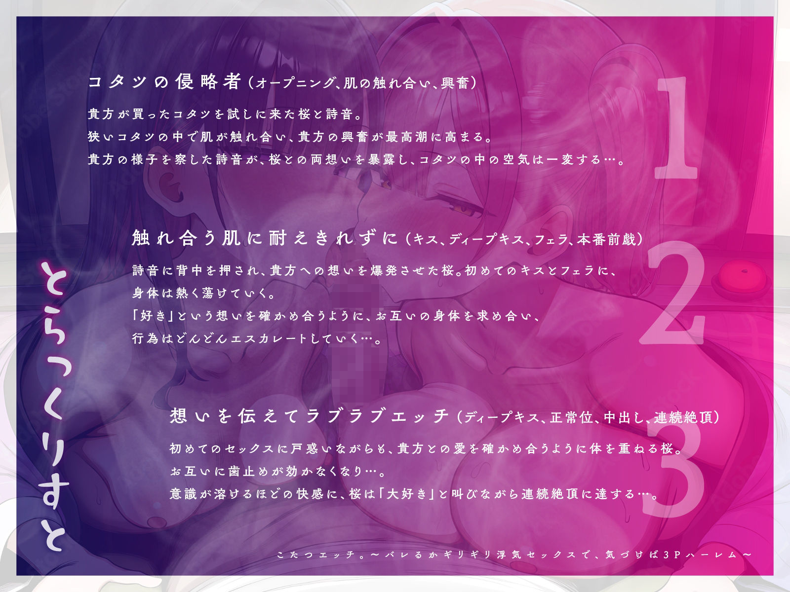 こたつエッチ。〜バレるかギリギリ浮気セックスで、気づけば3Pハーレム〜【KU100】 画像4