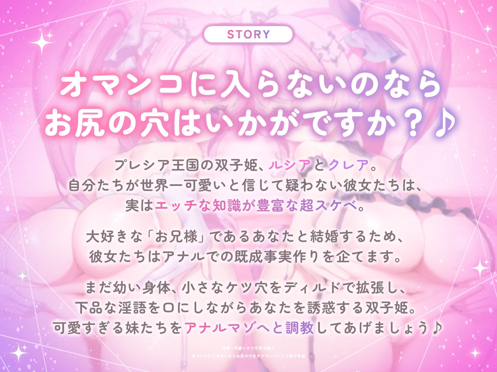 世界一可愛いケツ穴双子姫♪〜オマンコに入らないならお尻の穴をケツマンコにしてあげるね♪〜(KU100収録作品) 画像1