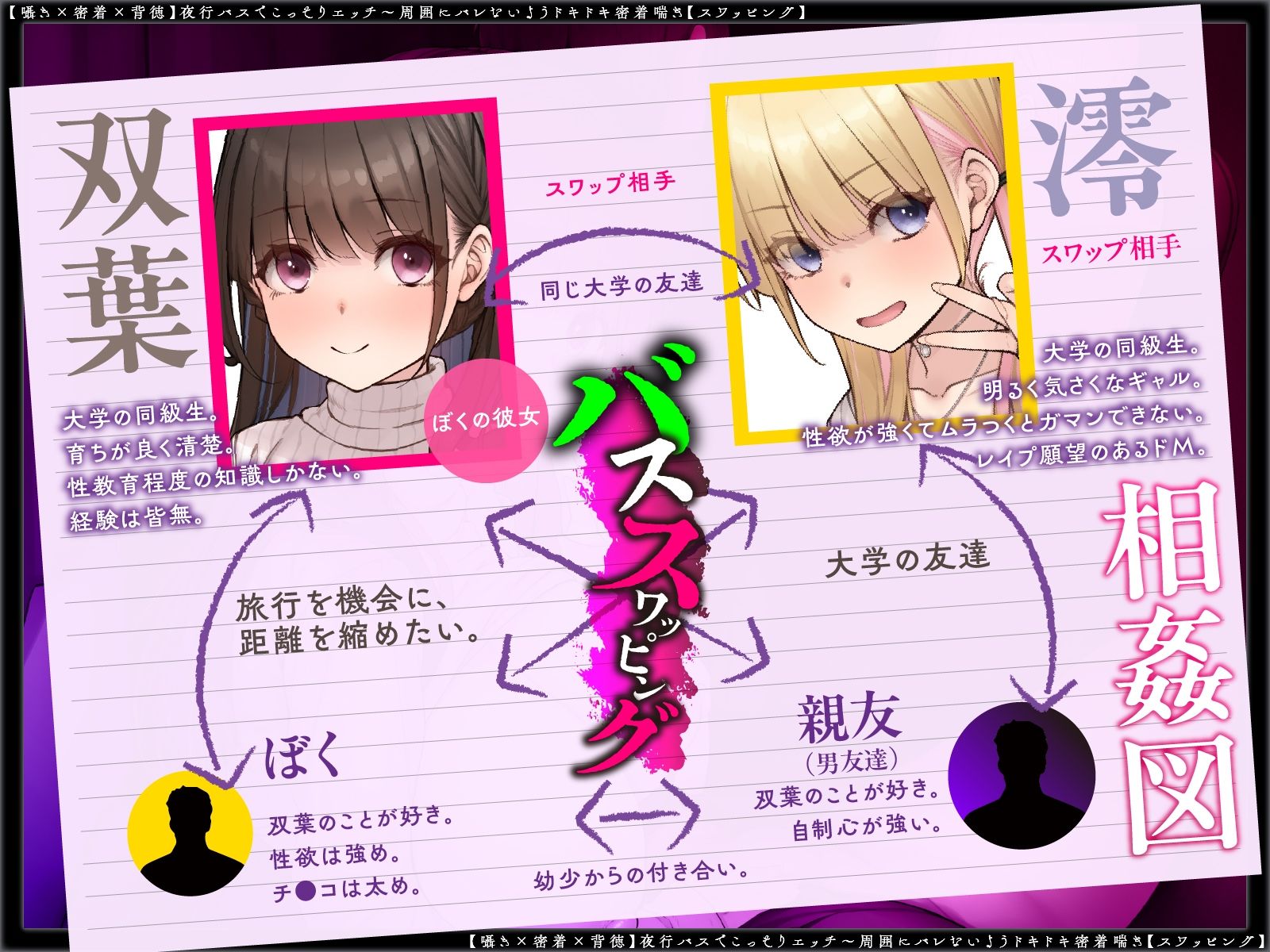【囁き×密着】夜行バスでこっそりエッチ〜周囲にバレないようドキドキ密着喘ぎ【スワッピング】 画像3
