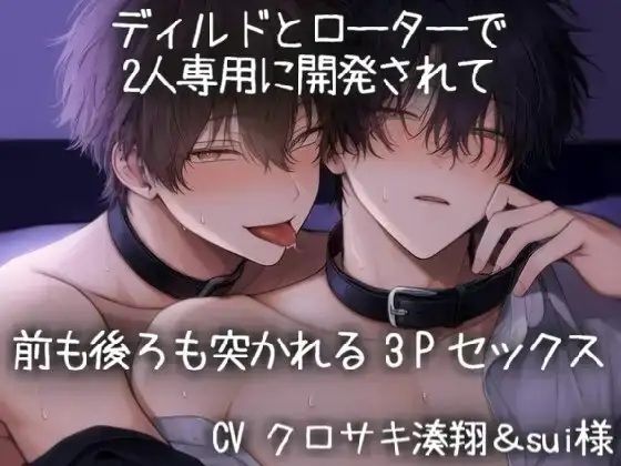 ディルドとローターで2人専用に開発されて前も後ろも突かれる3Pセックス