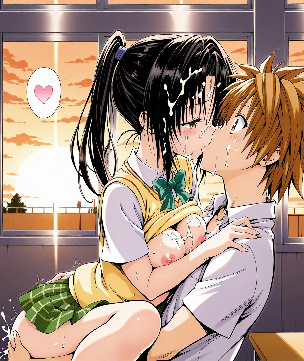 【CG集TLHR1対応】【アクシデン To LOVE】黒髪ポニテロングクーデレ先輩（実はドスケベ）女学生八条凛子ちゃんと放課後の教室でラブラブ学生服エッチで中だし大量射精 画像4