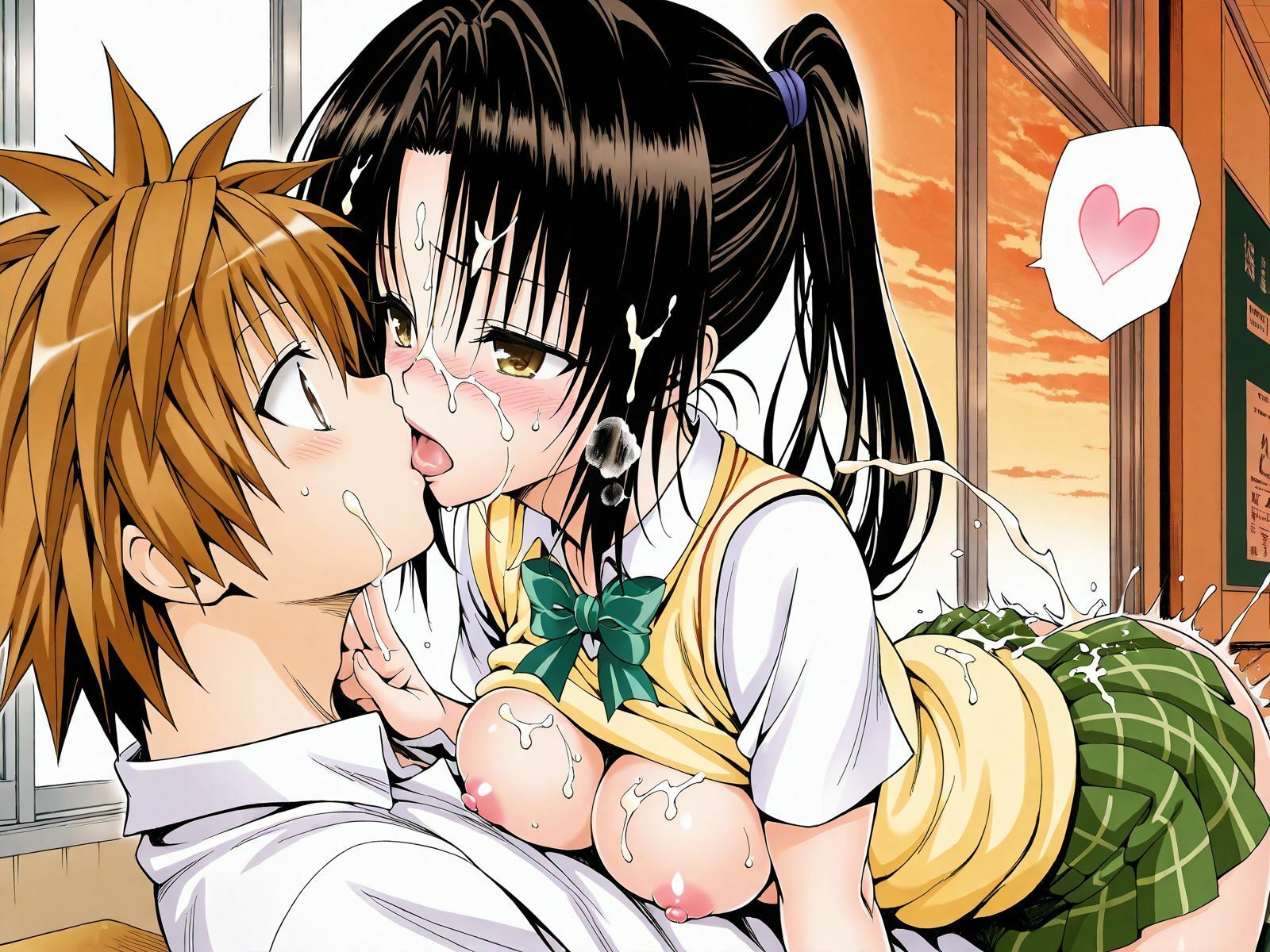 【CG集TLHR1対応】【アクシデン To LOVE】黒髪ポニテロングクーデレ先輩（実はドスケベ）女学生八条凛子ちゃんと放課後の教室でラブラブ学生服エッチで中だし大量射精 画像7