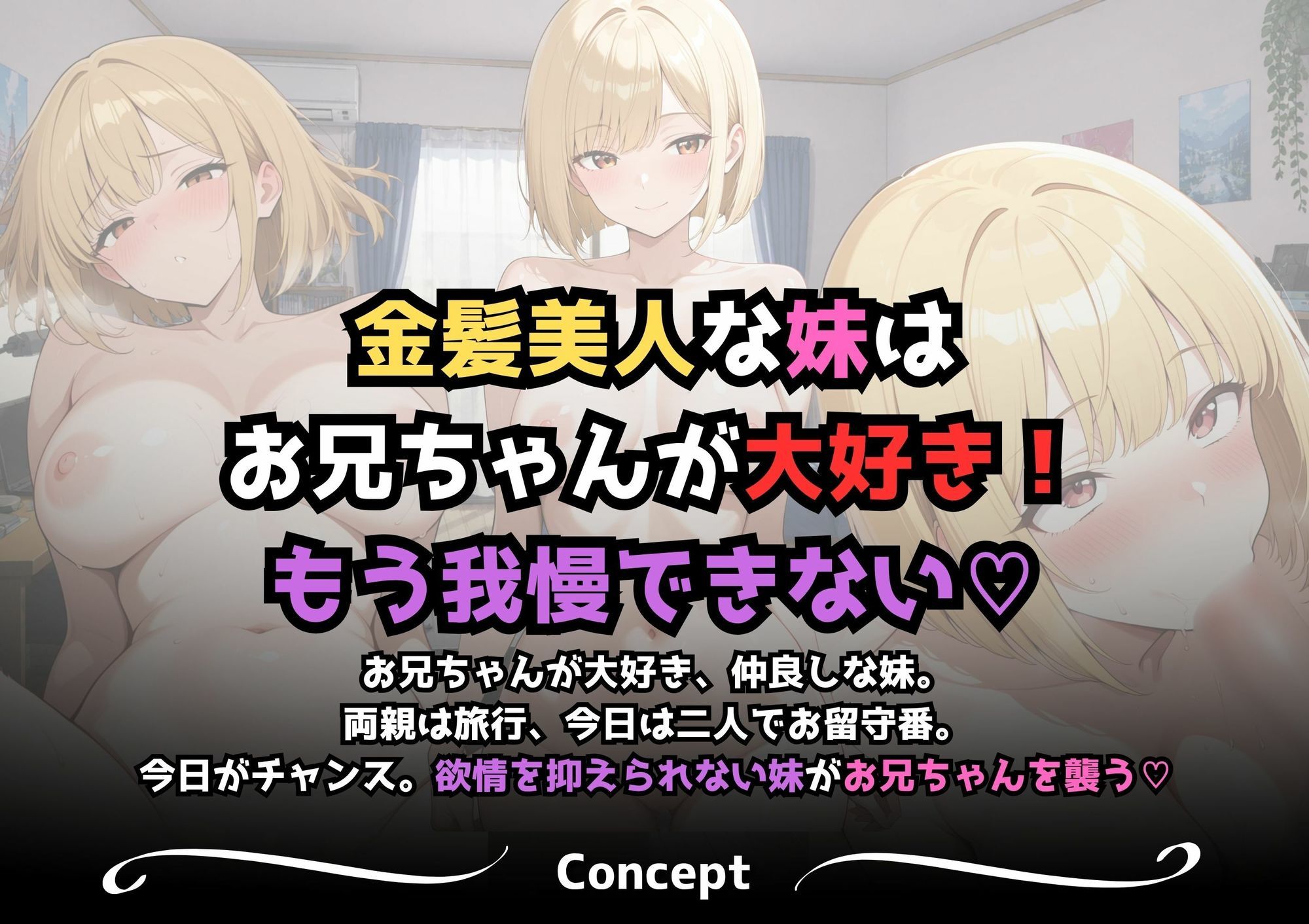 【ガチ近親相姦】金髪ブラコン妹お兄ちゃんを襲う（漫画57P付）のサンプル画像2