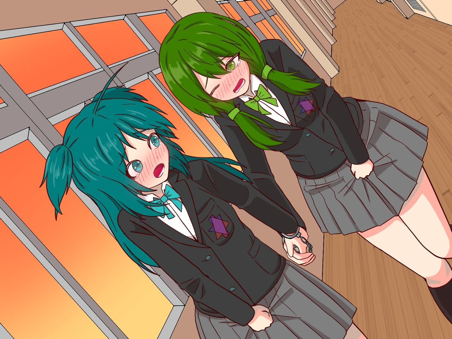 【おしっこ我慢】手錠で繋がれた楼莉と菜樹が尿意と尿意を我慢する話 〜ADV式音声作品〜 画像1