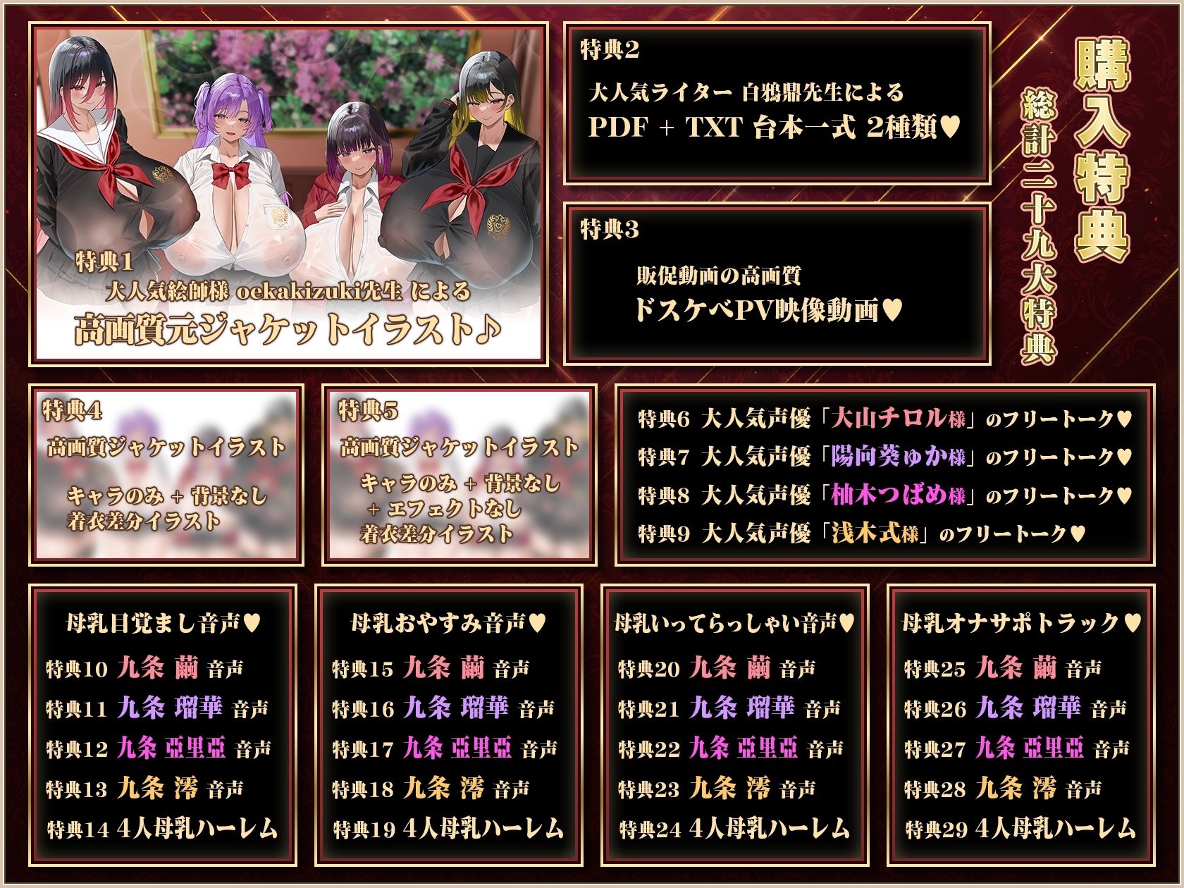 【9時間×4姉妹JK×名家お嬢様×母乳ハーレム】〜「孕」九条家の雌たち〜 顧問家庭教師のボクと…その肉欲「子種」を貪りし…4人のドスケべ爆乳姉妹たち♪ 8枚目