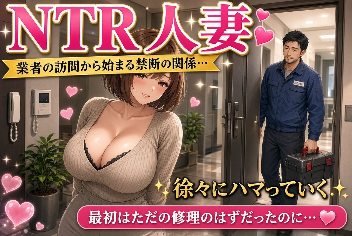 【人妻NTR】玄関で業者に犯●れて、他人サンプル画像1