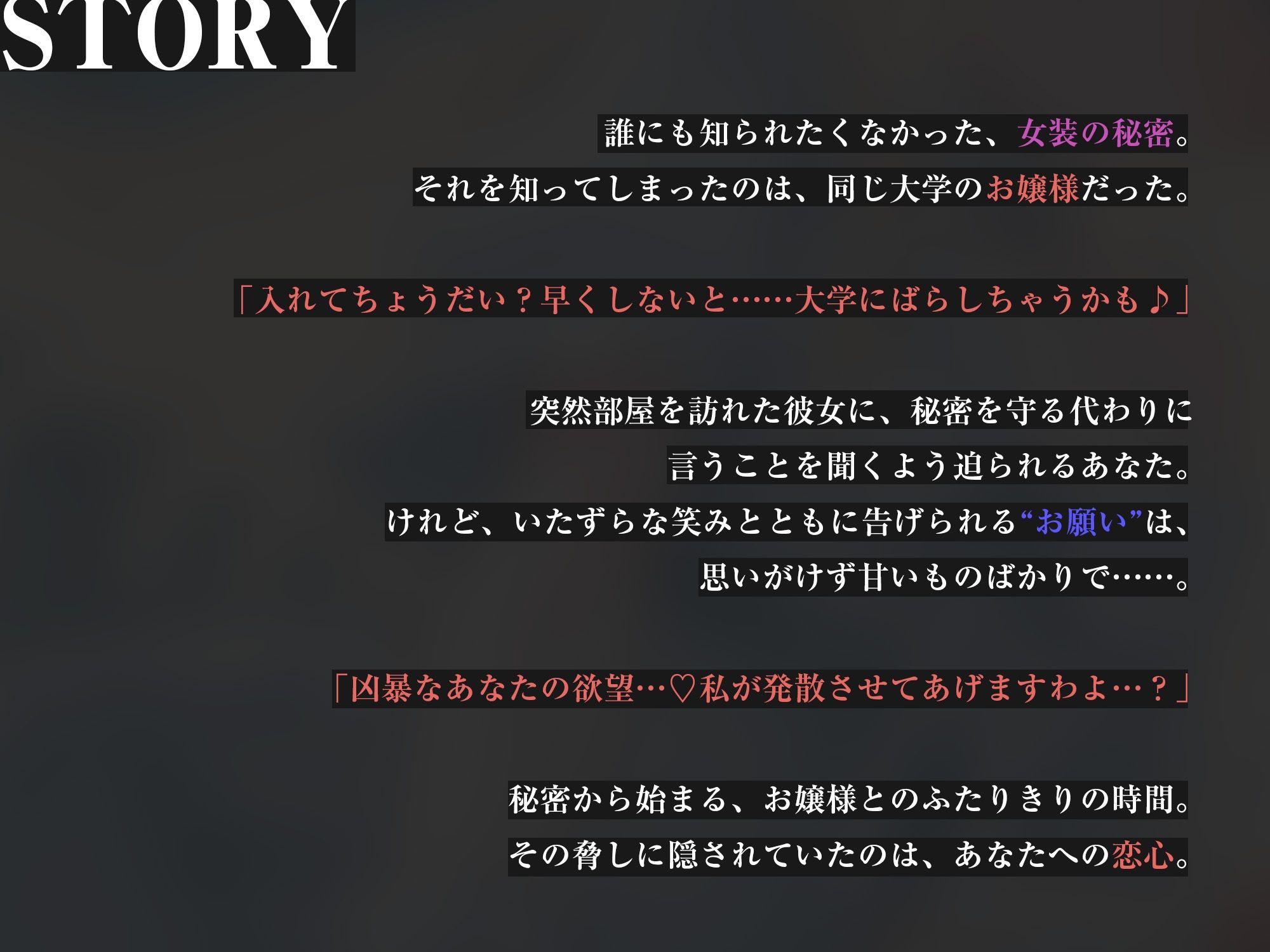 お嬢様に女装がバレて男だって分からされる【KU100】 画像2